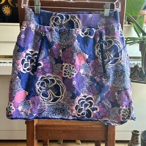 Floral Print Women’s Shorts Skirt Skort – Purple & Pink
